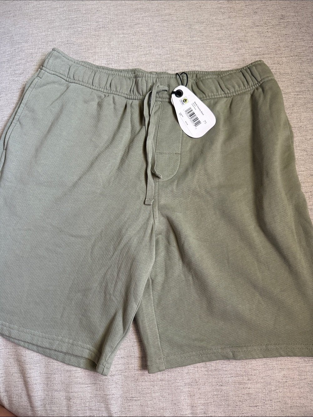 Prana Olive Sage Green Drawstring Sweat Athletic Shorts
